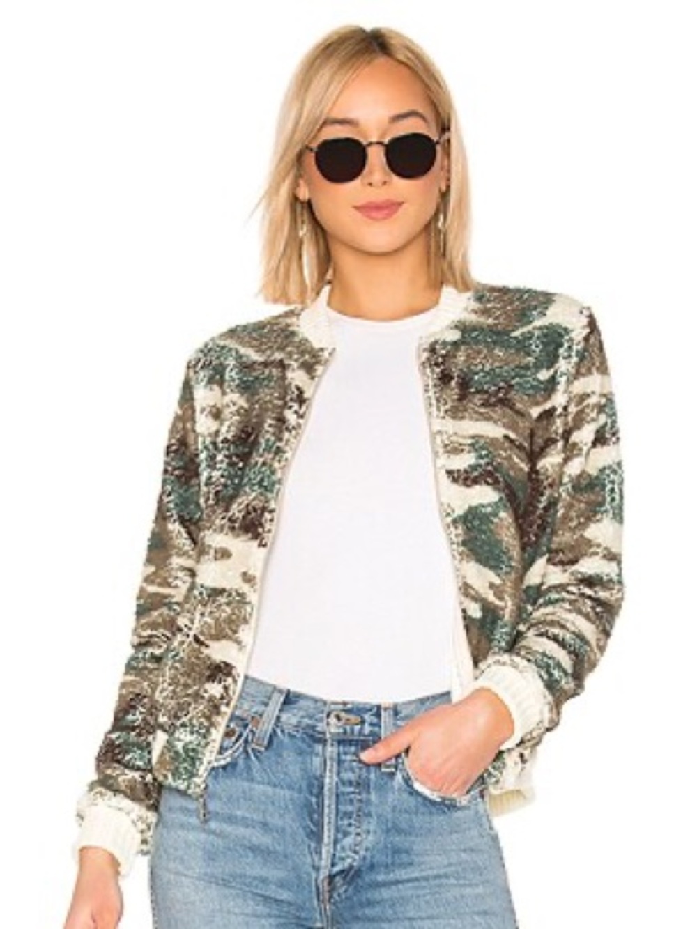 Michael Lauren Camo Nolan Bomber Fleece Teddy Jacket